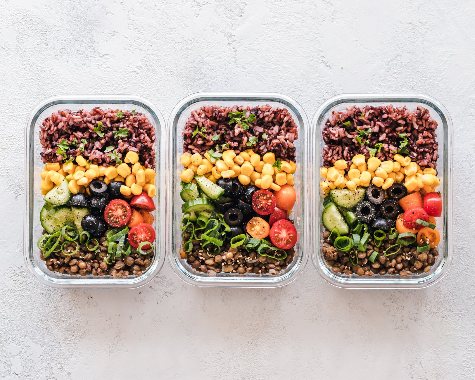 three boxes of prepared meals